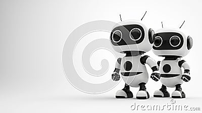 Minimalistic Robot Illustration for PowerPoint. Generative AI Cartoon Illustration
