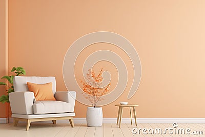 Minimalistic room with wall in peach color Stock Photo