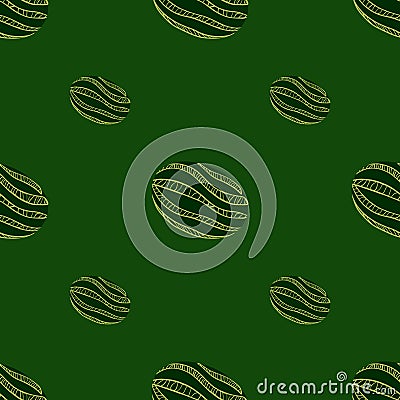 Minimalistic seamless pattern with simple striped watermelon ornament. Dark green food backdrop Vector Illustration