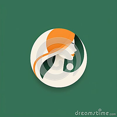 Minimalistic Serenity: A Beautiful Woman In Orange And Green Logo Stock Photo