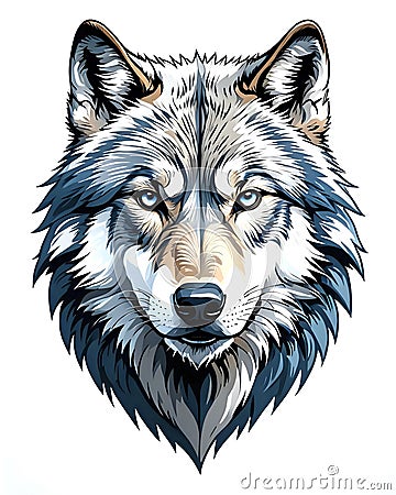 Minimalistic simple logo of blue and grey Wolf for company emblem Stock Photo