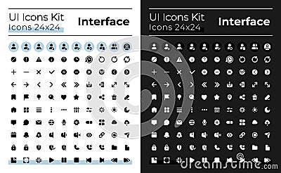 Minimalistic and simple looking glyph ui icons set for dark, light mode Vector Illustration