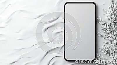 A minimalistic smartphone design on a textured white background, perfect for showcasing app interfaces or digital content Stock Photo
