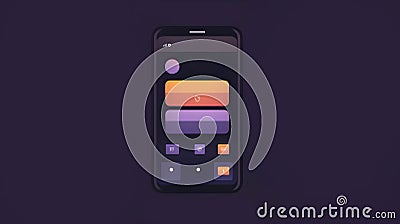 Minimalistic smartphone interface design with colorful gradient buttons and a dark background Stock Photo