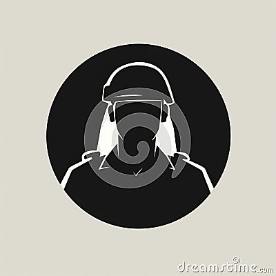 Minimalistic Soldier Icon: Black Silhouette Vector Cartoon Illustration