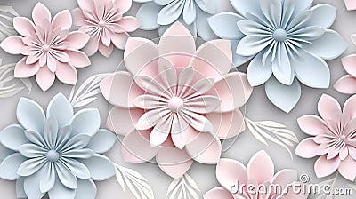 minimalistic style of 3D floral design that will add freshness to your background: delicate flowers, Stock Photo