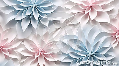 minimalistic style of 3D floral design that will add freshness to your background: delicate flowers, Stock Photo