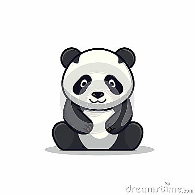 Minimalistic Symmetry: A Cute Panda Bear Illustration Cartoon Illustration