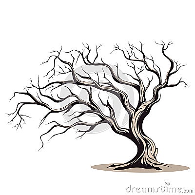 Minimalistic tree silhouette in vector art style Stock Photo