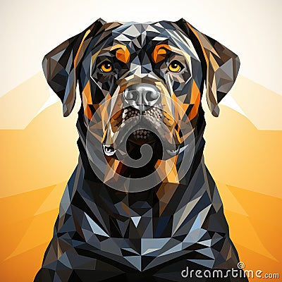 Stylized Geometric Rottweiler Dog Illustration With Celeb-portrait Style Stock Photo