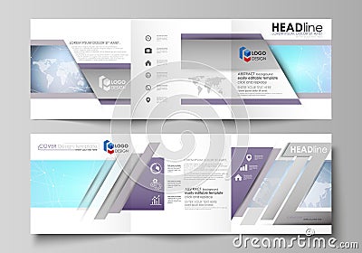 The minimalistic vector illustration of editable layout. Two modern creative covers design templates for square brochure Vector Illustration