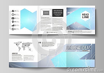 The minimalistic vector illustration of editable layout. Two modern creative covers design templates for square brochure Vector Illustration