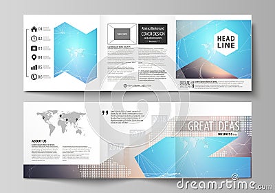 The minimalistic vector illustration of the editable layout. Two modern creative covers design templates for square Vector Illustration