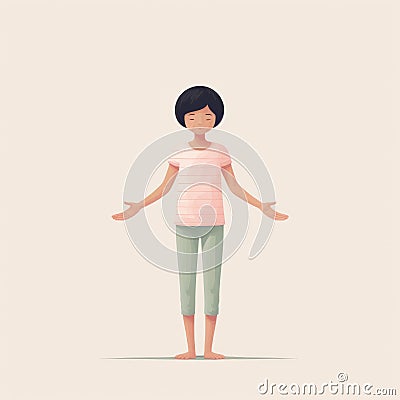 Minimalistic Vector Illustration Of A Woman In Tadasana Yoga Pose Cartoon Illustration