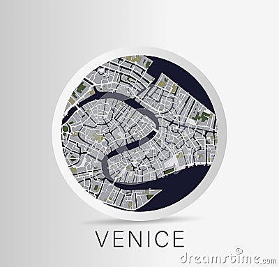 Minimalistic Venice city map icon Vector Illustration