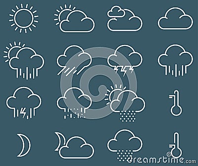 Minimalistic weather icons Vector Illustration