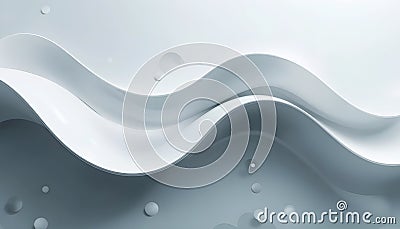 Minimalistic white abstract curves, forming a seamless wave-like design. 3D shading and gradients create a sophisticate Stock Photo