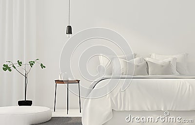 Minimalistic white bedroom Cartoon Illustration