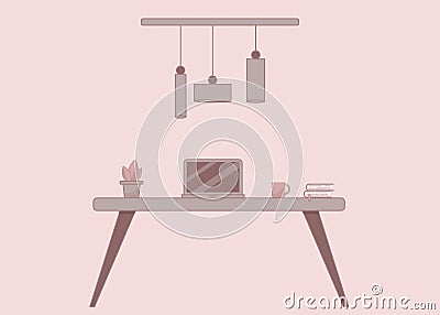 Minimalistic working space concept in flat style, vector Vector Illustration