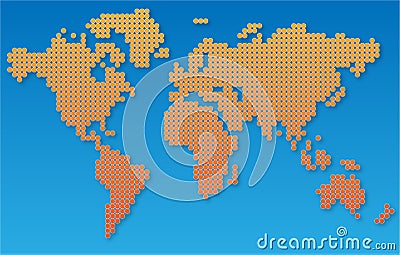 Minimalistic world map from orange dots, vector illustration Vector Illustration