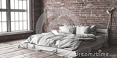 Minimalistik bedroom mock up in loft style Stock Photo