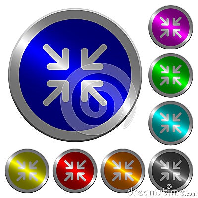 Minimize arrows luminous coin-like round color buttons Stock Photo