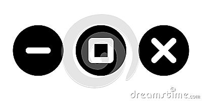 Minimize, maximize, and close button icon vector. Elements of mobile app window Vector Illustration