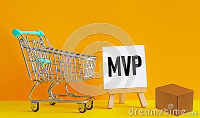 Minimum viable product MVP is shown using the text Stock Photo