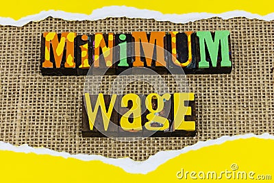 Minimum wage low salary pay hourly worker paycheck Stock Photo