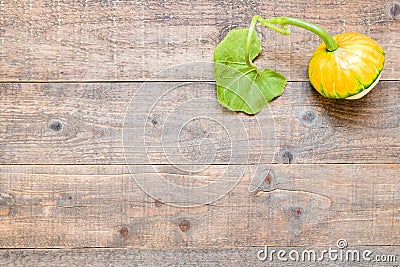 Mininal autumn background with pumpkin. copy space and top view Stock Photo