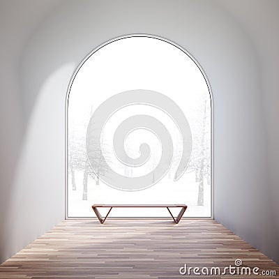 Mininal style empty arch shape room 3d render Stock Photo