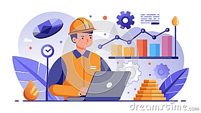Mining analysts use data to identify trends, predict outcomes, and recommend strategies to maximize production and minimize costs Stock Photo