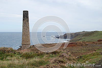 Cornish Tin Mine Chimney Stock Photo