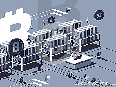 Mining crypto currency Vector Illustration