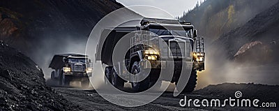 Mining Dump Trucks Transport Platinum Ore For Processing Stock Photo