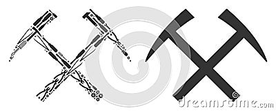Mining Hammers Collage of Repair Tools Vector Illustration