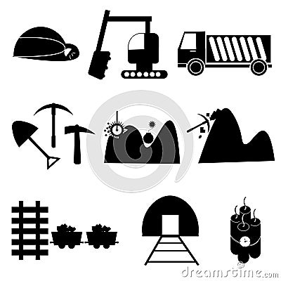 Mining icon set Vector Illustration