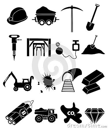 Mining icons set Vector Illustration