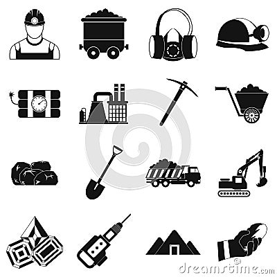 Mining icons simple set Vector Illustration