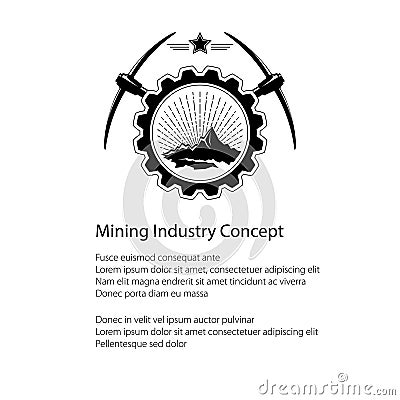 Mining Industry Emblem and Text Vector Illustration