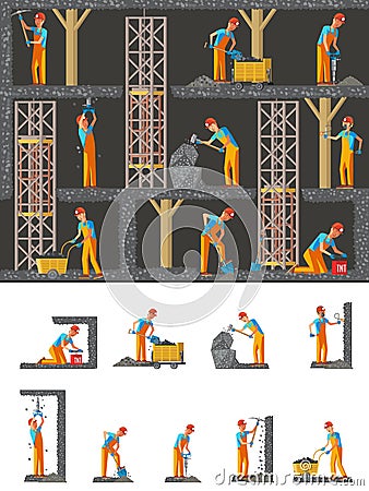 Mining Industry Flat Composition Vector Illustration