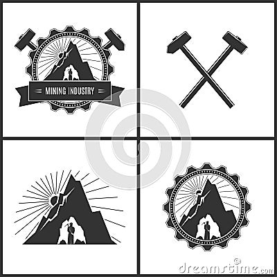 Mining Industry, Label or Badge Vector Illustration