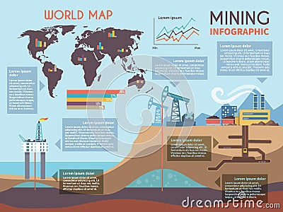 Mining Infographics Set Vector Illustration