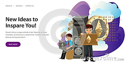 Mining process of Ethereum money poster Vector Illustration