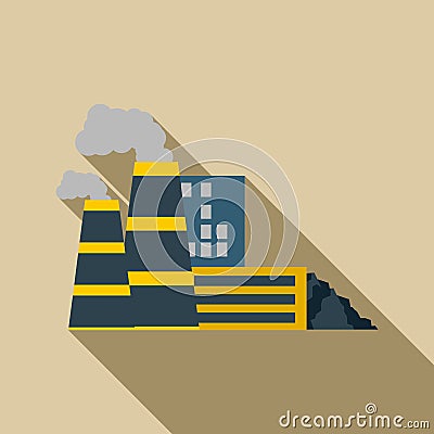 Mining processing plant icon, flat style Vector Illustration