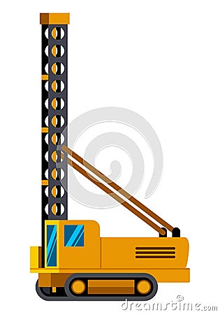 Mining rotary drill minimalistic icon Vector Illustration