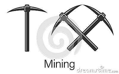 Mining tool pickaxe vector icon Vector Illustration