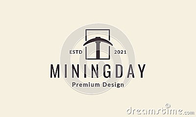 Mining tools square logo vector symbol icon design graphic illustration Vector Illustration