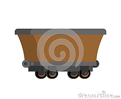 Mining Trolley empty isolated. Mining Extraction mineral. Vector Vector Illustration