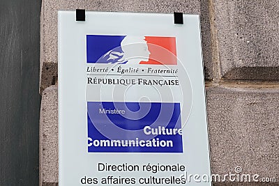 Ministere culture communication and regional directorate of cultural affairs french Editorial Stock Photo